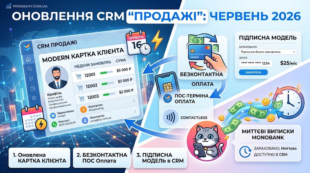 Оновлення CRM «Продажі» за червень: нова картка клієнта, термінал у смартфоні та модель оплати